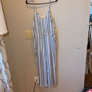 Blue and White Striped Jumpsuit